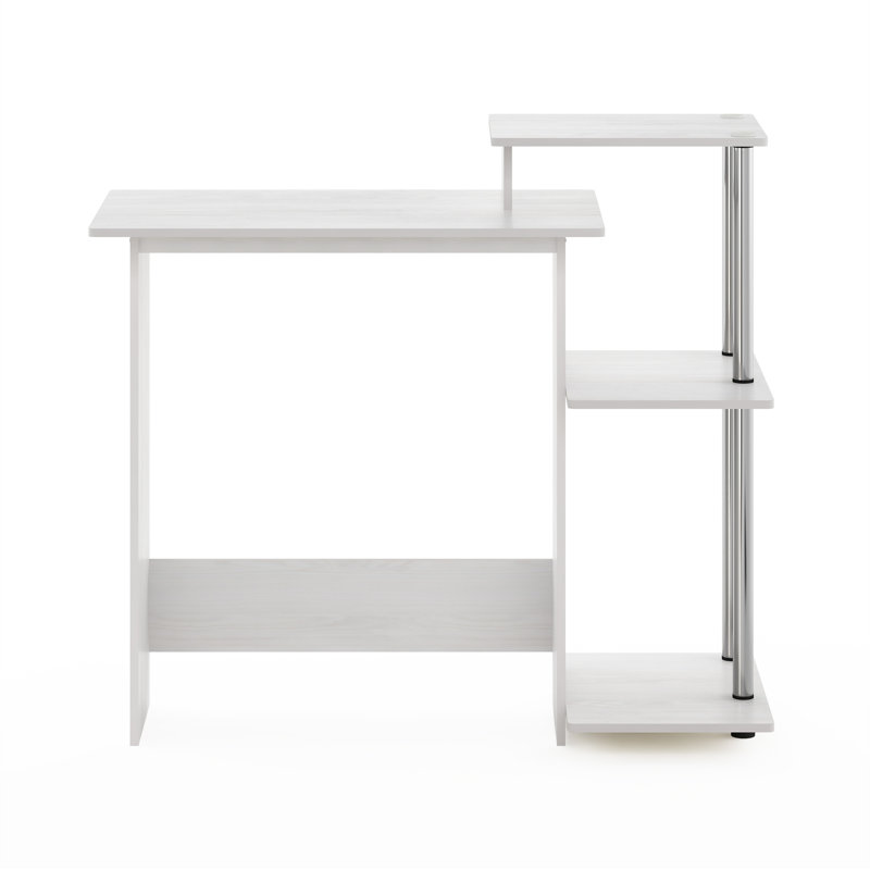 Surrency Rectangular Home Laptop Notebook Computer Desk, White Oak/Stainless Steel