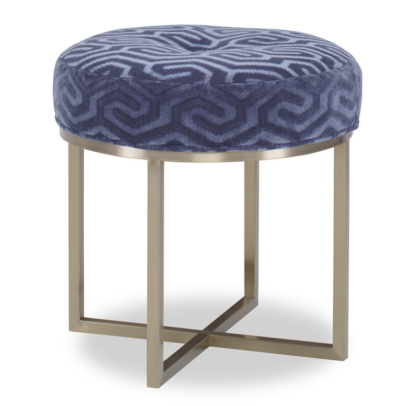 Penny Round Ottoman, Stepping Stones Ivory Viscose