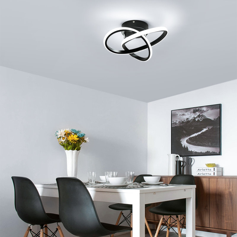 Aziria 3-Light LED Flush Mount Ceiling Light, Black, 11cm H x 30cm W x 30cm D, White Light (6500K)