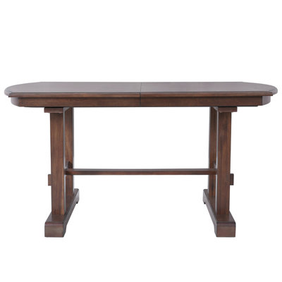 59"-77" Extendable Farmhouse Dining Table, Wooden with Removable Leaf, Seats 4-8