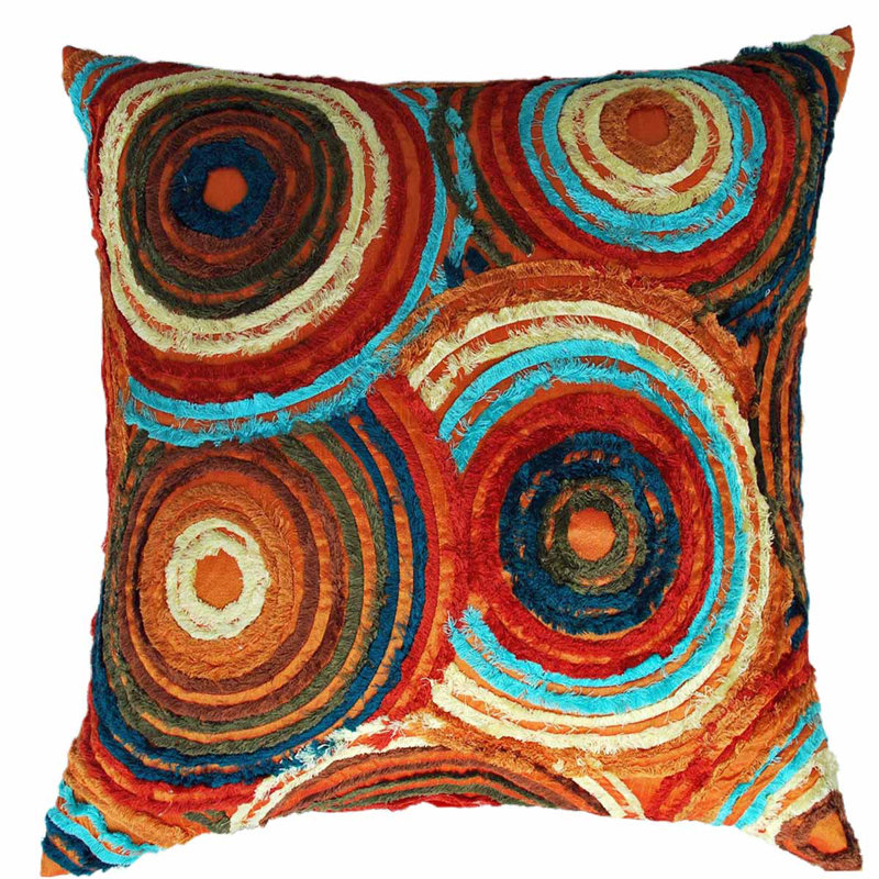 Retro Square Pillow, Brown/Red/Blue