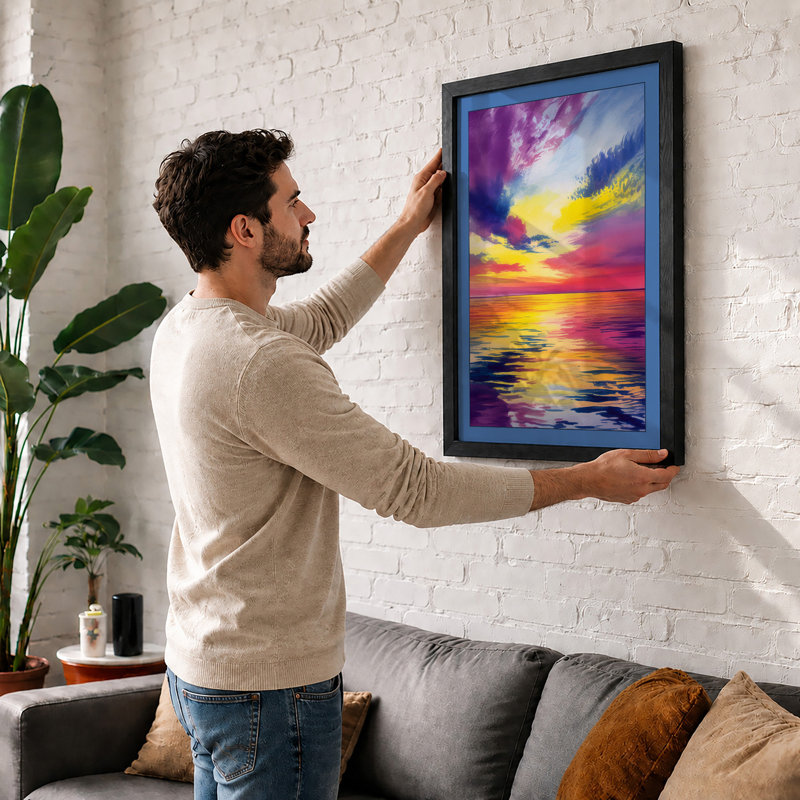 Sunset Over Water Coastal - Print, A4 - 29.7 x 21.0 cm, White