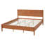 Structure de lit plateforme très grand en bois avec tête de lit à panneau, bois massif / panneau de fibres à densité moyenne, support à lattes, aucun sommier requis, assemblage facile, brun-1523900037-1523900039