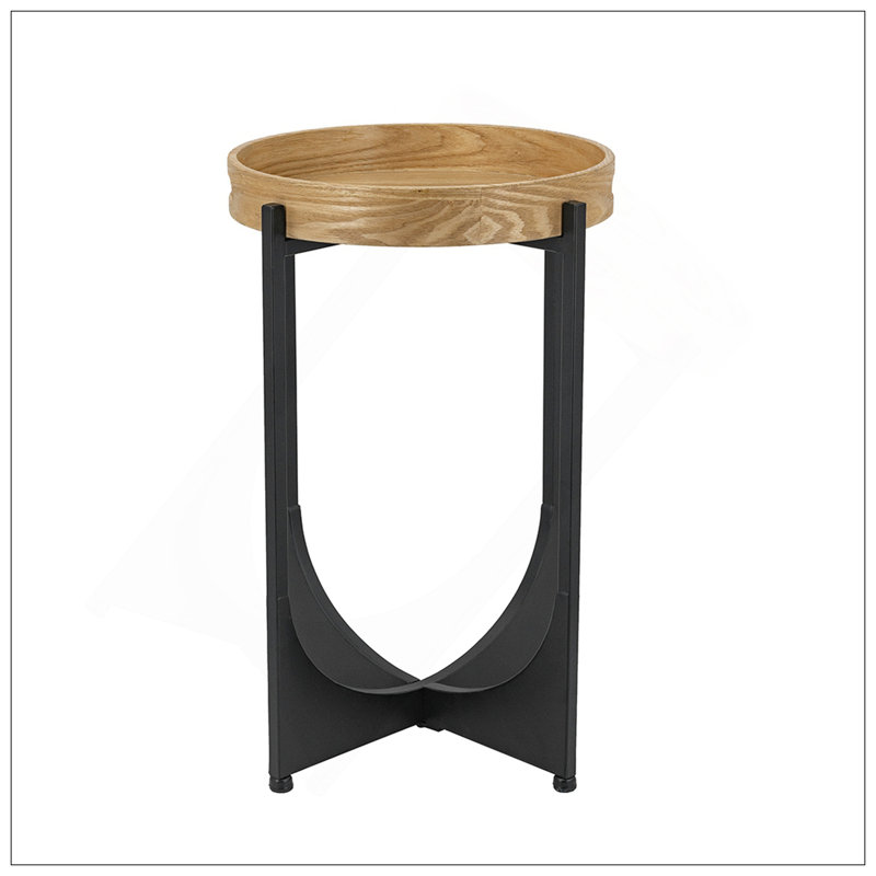 Table-plateau 15 x 15 x 22 po avec base géométrique noire