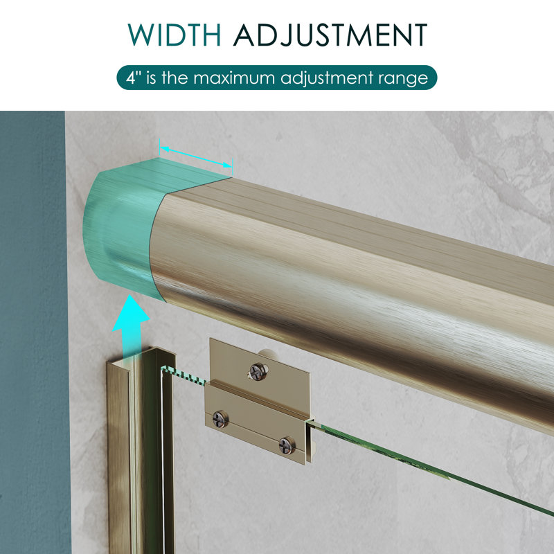 60" X 72" Double Sliding Doors with Double-handle towel rack and 1/4" Tempered Glass, Gold, Gold