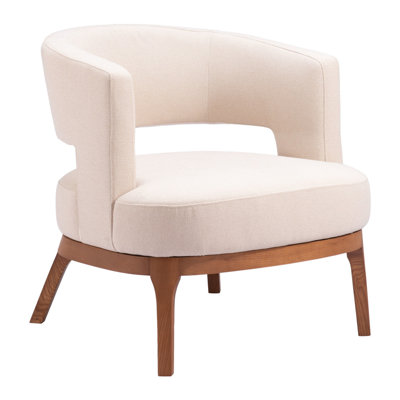  Beige Upholstered Accent Arm Chair