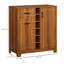 Armoire à vin brune - rangement pour 6 bouteilles avec tiroir et porte-verre