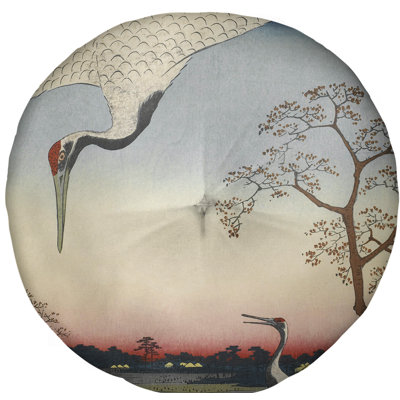 Coussin de sol pour grues japonaises utagawa hiroshige