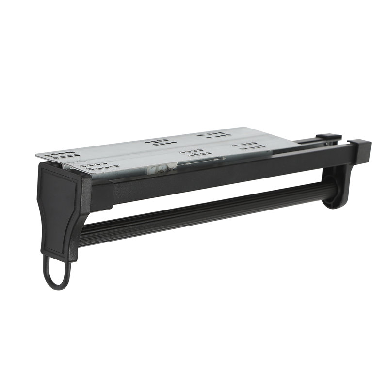 Albreda Adjustable Pull Down Closet Rod, Black