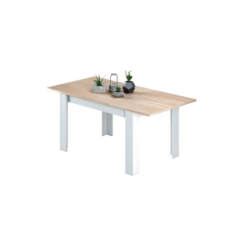 Emmy-Lou Beech Metal Base Dining Table, Natural, White