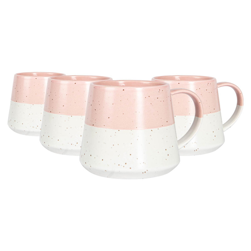 Nicola Spring Dipped Flecked Stoneware Belly Mugs, Pink/White