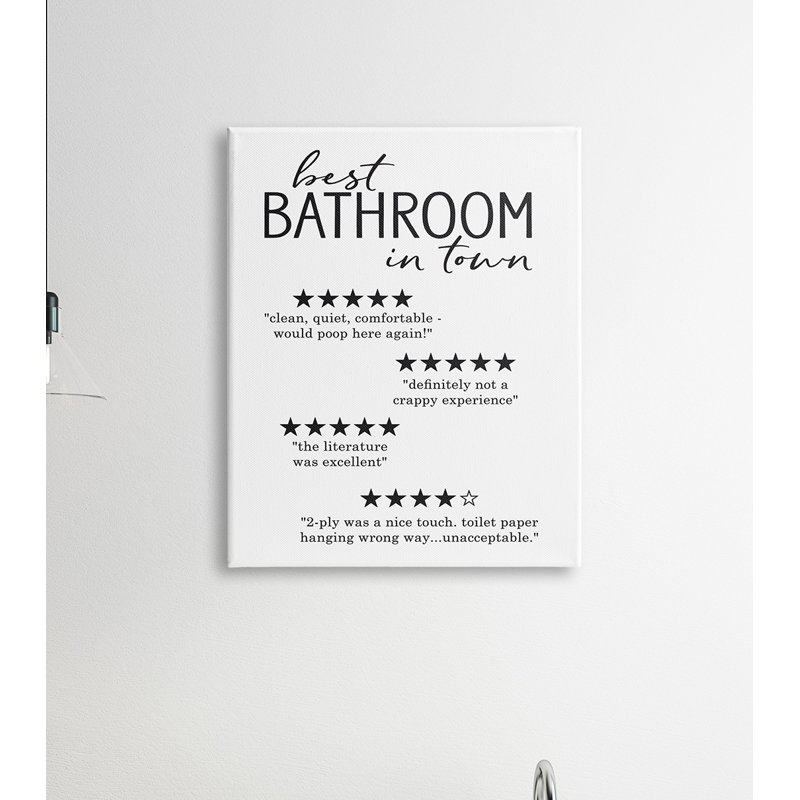 «Best Bathroom Five Star», «Bath Bath» - art textuel, Toile tendue, H 40 po x l 30 po x P 1,5 po