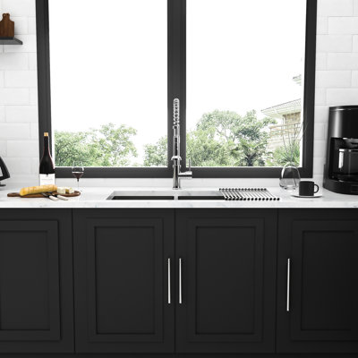 30"X19" 50/50 Double Bowl Undermount Kitchen Sink 16 Gauge, Two 10" Deep Basins, Hand - Made, Rear 3.5 Drain, X Grooves For Fast Draining, 3Mm Soundproofing Pads, Condensation Coating, Package With