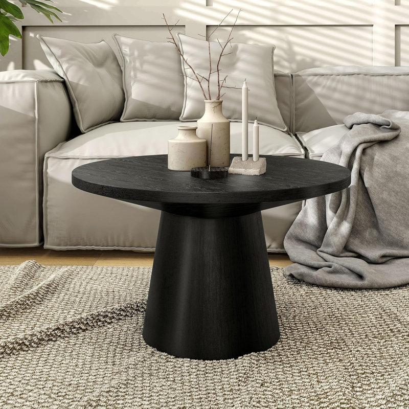 Table basse ronde avec base piédestal , Noir, noir, noir, noir
