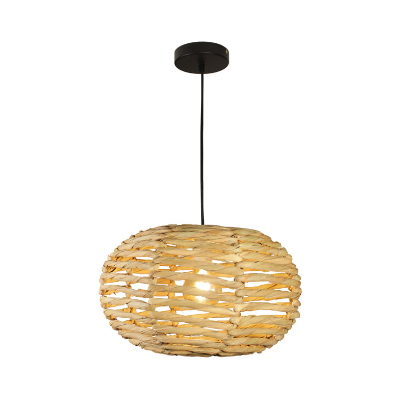 1 - Light Single Pendant, 10" H x 16" W x 16" D, Clear Natural Tule Leaf