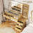 48" Fluted Makeup Vanity Desk with Mirror and Lights, Modern Makeup Table with 36" Lighted Mirror, 3 Color Modes, Vanity Desk with 5 Drawers, Open Shelf, Built-in Outlet, Glass Top Dressing Table-1697366112