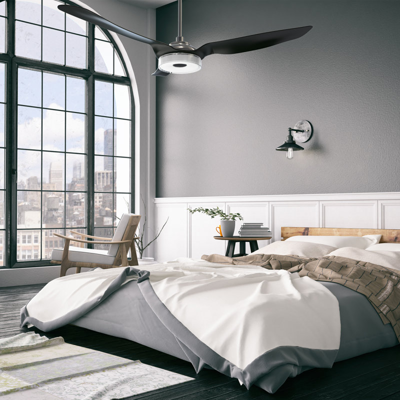 Ventilateur de plafond standard à DEL à 3 pales de 56 po avec télécommande et ensemble d'éclairage inclus Arien.
