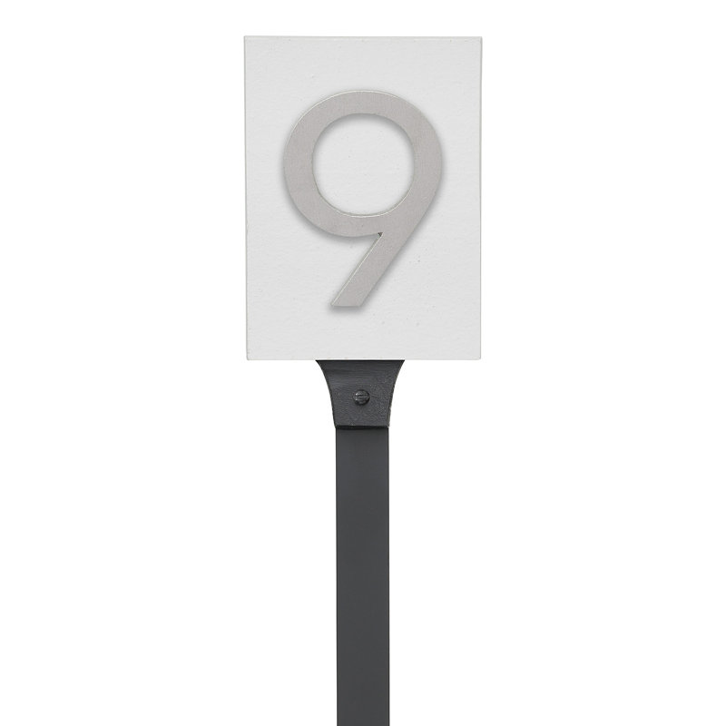 Enseigne d’adresse flottante sur 1 ligne, Aluminium brossé, Oui, Blanc