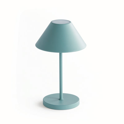 Lumos Rechargeable Cordless LED Portable Table Lamp 10 in. in Seafoam