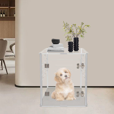 Meuble de table de bout en acrylique transparent pour animaux