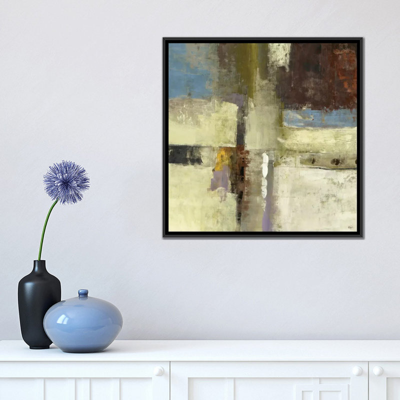 « voyage i », reproduction sur toile, H 18 po x l 18 po x P 1,5 po, Toile avec cadre noir, Pas de tapis