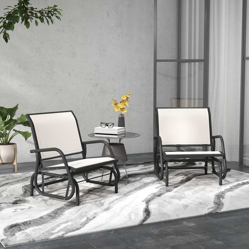 Balançoire de confort à cadre en acier lisse pour le jardin, balancelle de patio blanc crème pour la détente au bord de la piscine
