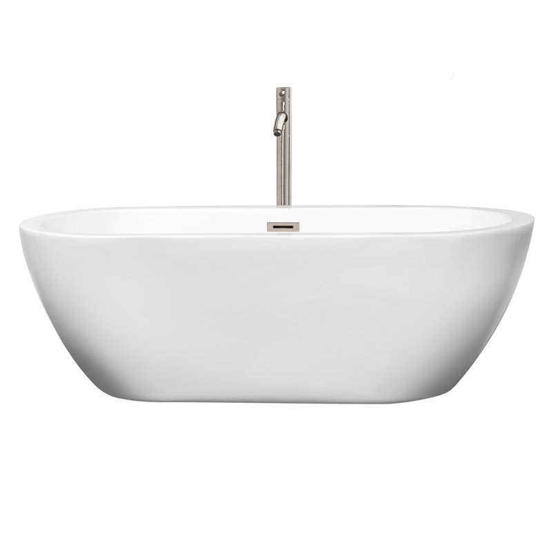 Soho 68'' x 31'' Soaking Acrylic Bathtub with Faucet, Brushed Nickel