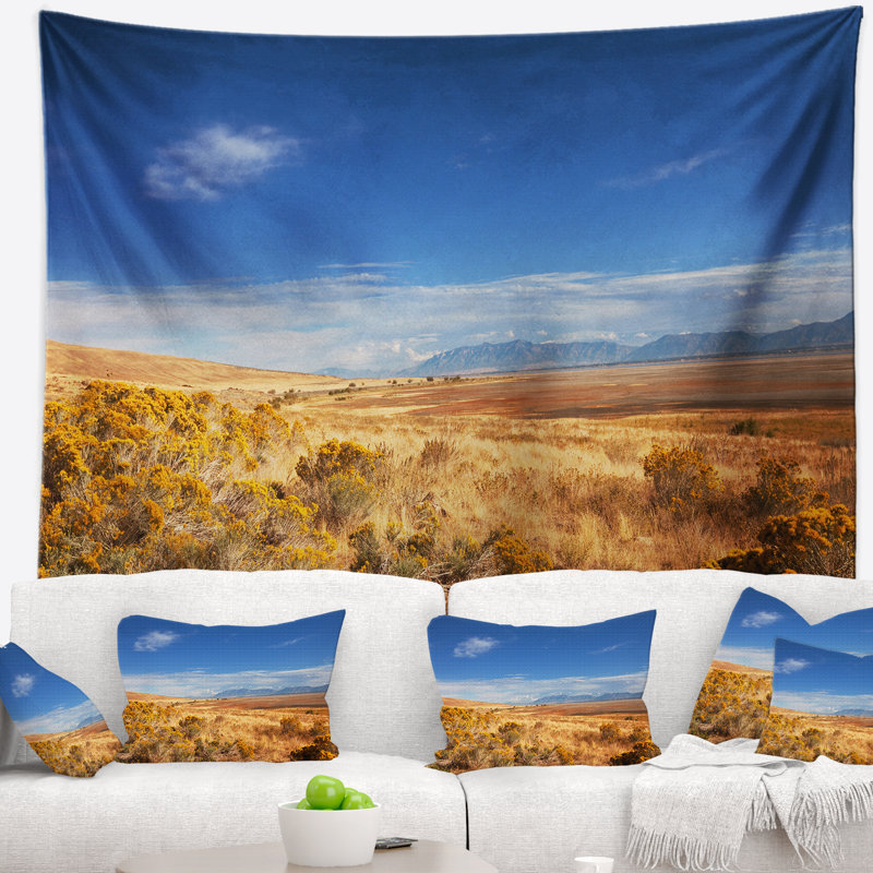 Tapisserie «paysage vaste prairie sous ciel bleu», H 32 po x l 39 po