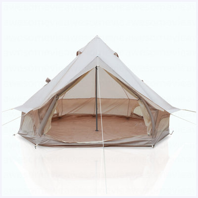 Tente de campement 4 saisons 9,8 pi Beige Bell, imperméable, avec glissoire, pour 4 personnes