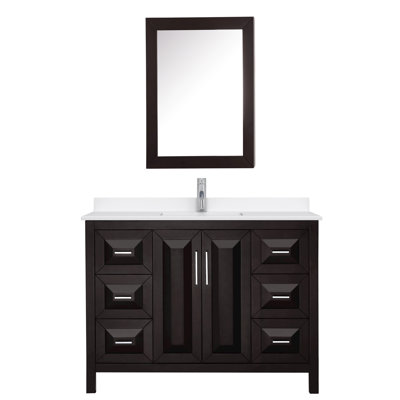 Ensemble de meuble-lavabo simple 48 po avec plateau en quartz et miroir Daria