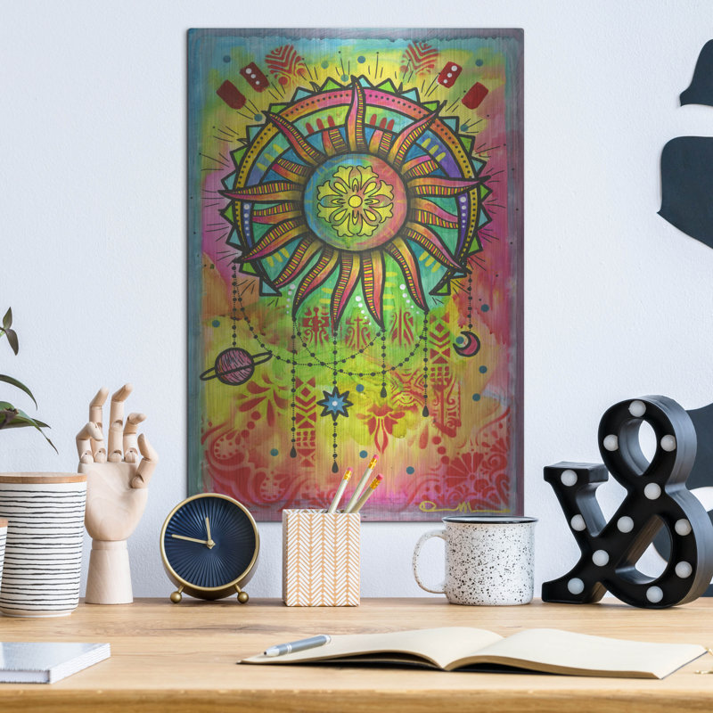Bungalow rose «Cosmic Balance 1» par Dean Russo, art mural en métal, H 16 po x l 12 po