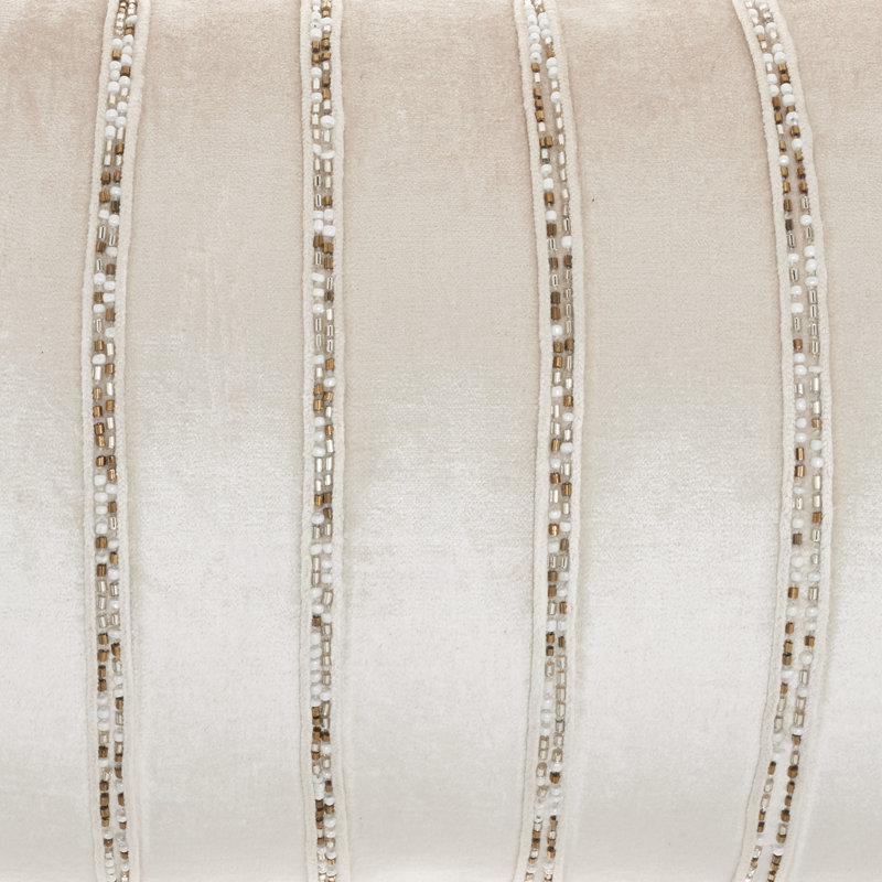 Sequined Velvet Throw Pillow, Beige