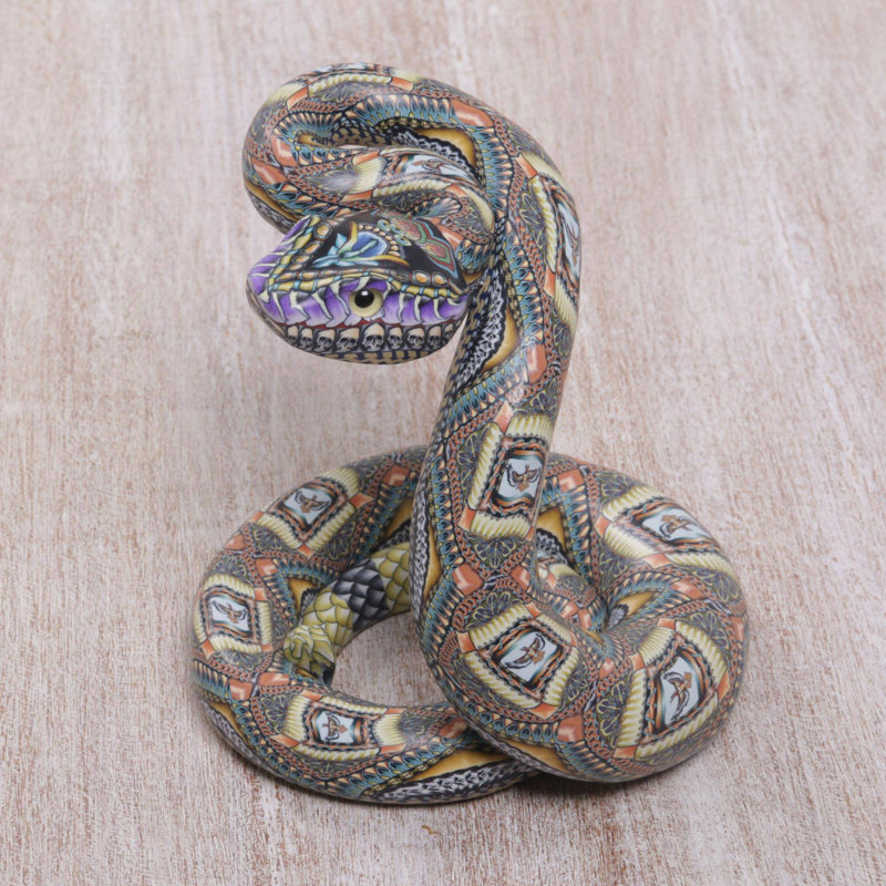 Rattlesnake Polymer Clay Sculpture (4.5 Inch)