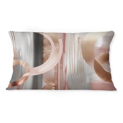 Pink Rose Gold Circle Chaos V - Abstract Modern Shapes Transitional Printed Throw Pillow