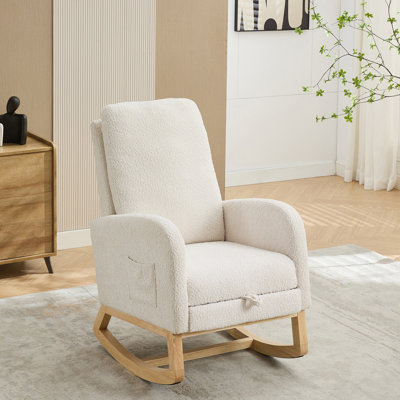 Chaise berçante inclinable avec pieds en bois massif
