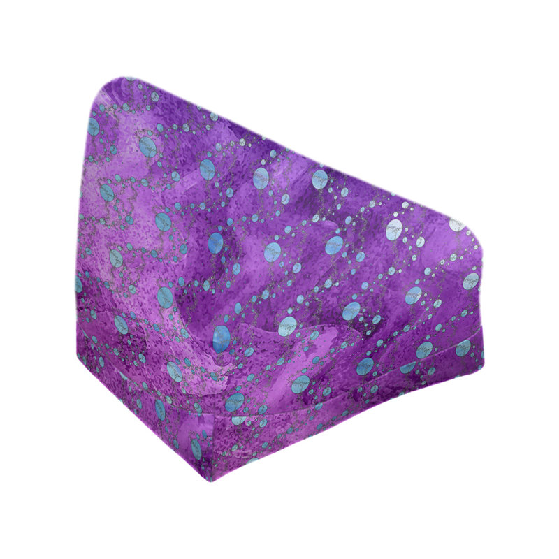 Fauteuil sac de pois Leffel, H 27 po x l 30 po x P 25 po, Housse de pouf, Violet / bleu