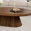 Table basse ovale de 51,18 po de style Mid-Century moderne en bois avec piédestal en bois pour le salon, la maison, le bureau, brun