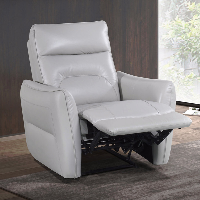 Taupe Contemporary Power Recliner - Flare Welt Trim Arms, Single Power, Taupe