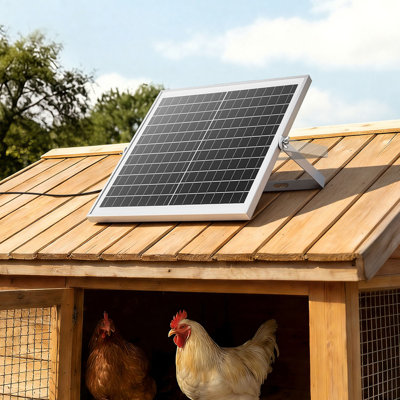 Solar Powered Fan, 15W Solar Panel with 2 Fans, Adjustable Solar Panel Angle, 2668 RPM High-Speed, Flexible Installation, Fast Air Exchange for Greenhouse, Grow Tents, Chicken Coops, Shelters