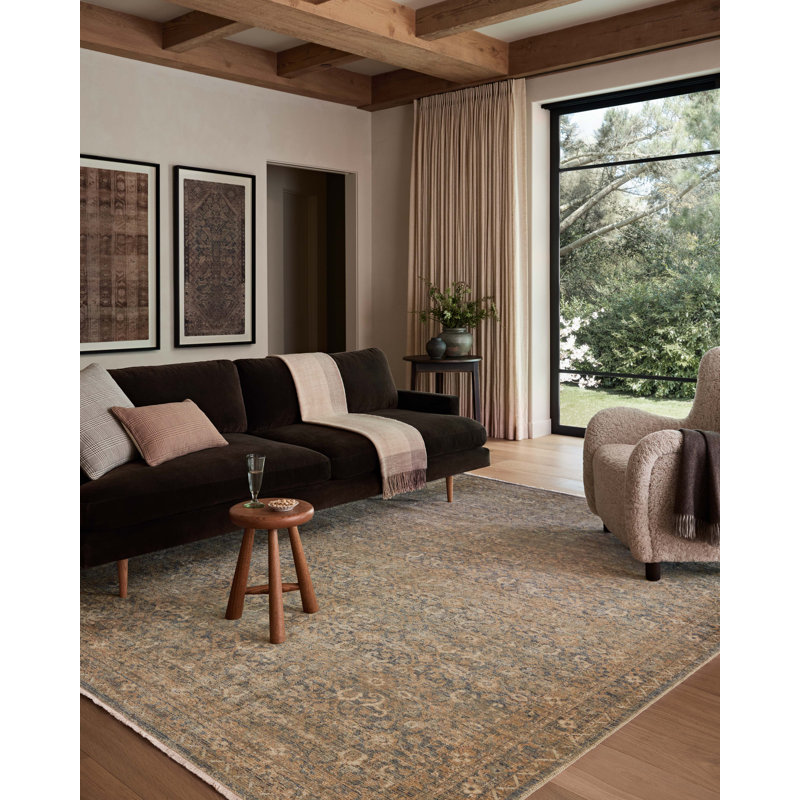 Amber Lewis x Loloi Molly Denim / Gold Area Rug, Rectangle 6'7" x 9'2"