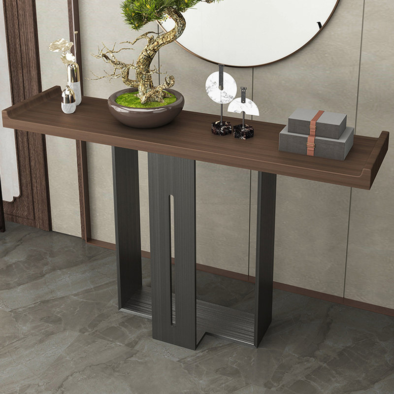 Nouvelle table d'entrée de style chinois, H 33,5 po x l 47,2 po x P 13,8 po, Noyer brun, Noir
