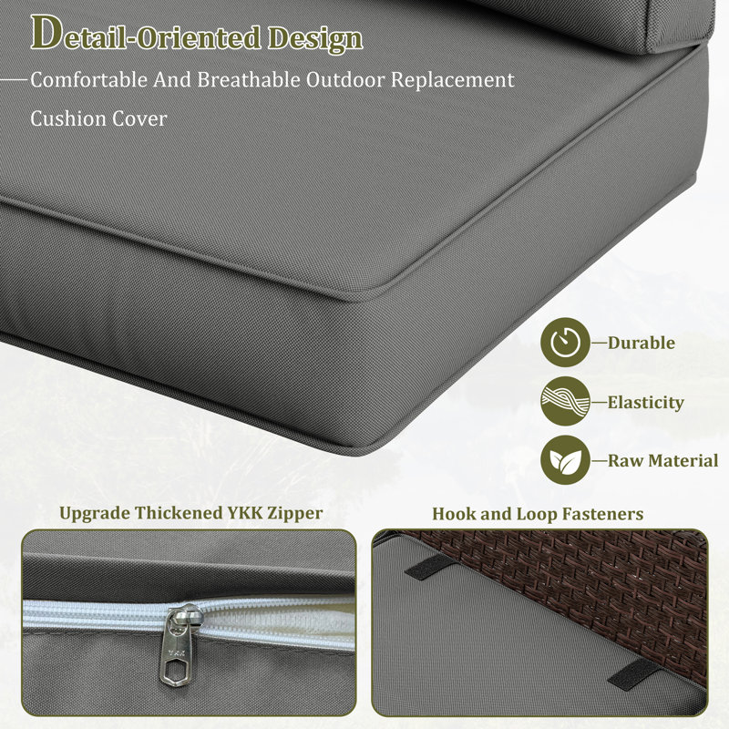 Outdoor 4” Cushion Covers Set Patio Furniture Cushion Covers, Only Covers, Light Gray