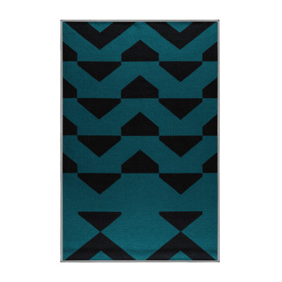 Machine Washable Checkered Green Area Rug