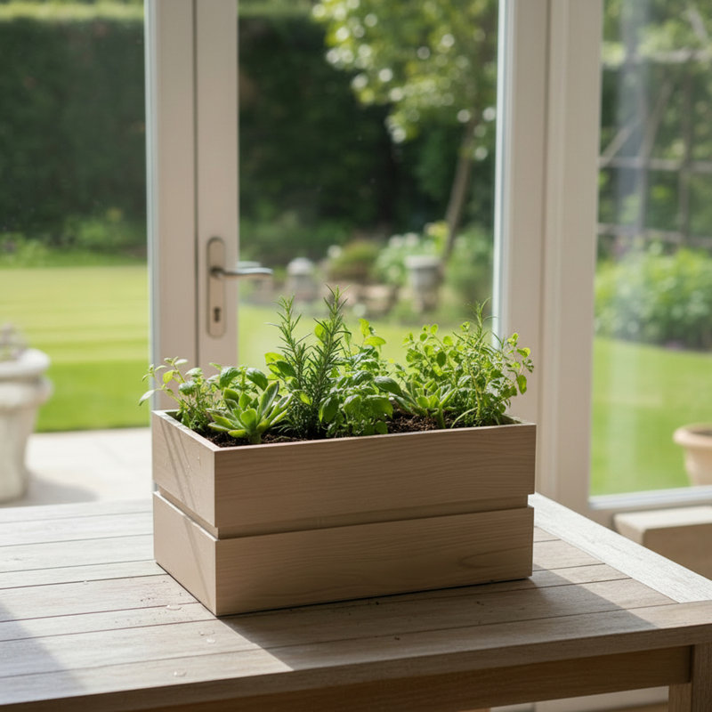 Jardinière rectangulaire Rectanglar, Brun cendré, H 9,5 po x l 18 po x P 11 po
