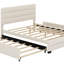 Grand lit plateforme tapissier avec lit gigogne simple et tiroirs-967457756