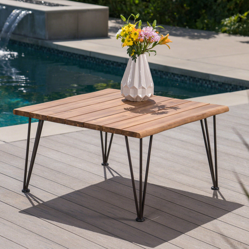 Table basse industrielle en bois et métal Zion, table basse industrielle et rustique