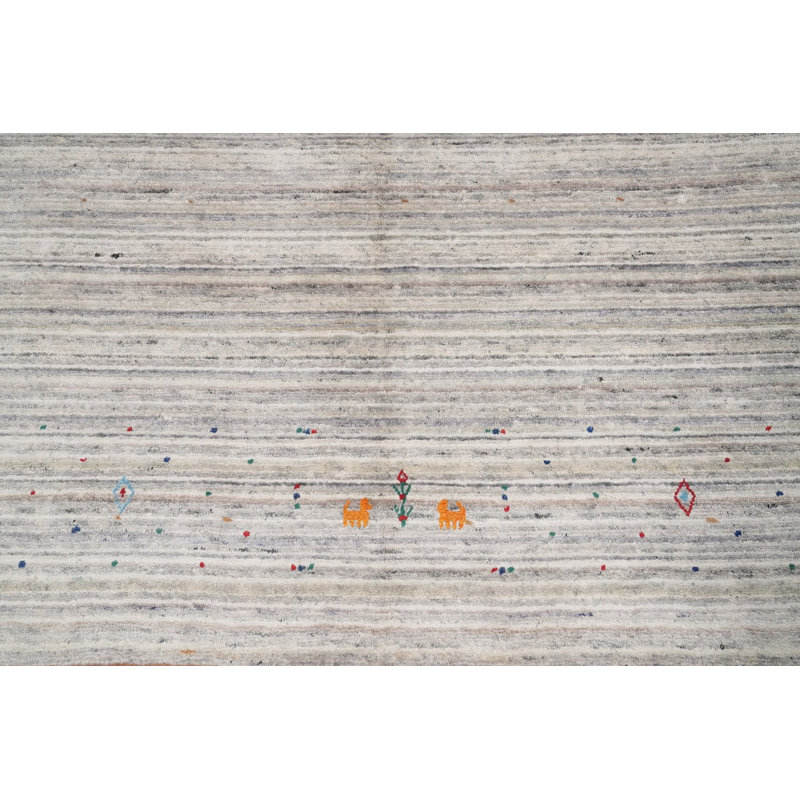 Subtle Charm Gabbeh Style Area Rug 10x10 with Classic Embroidery Touches
