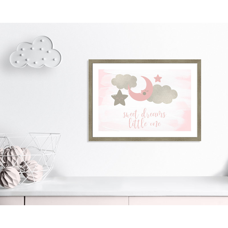 Little rêve little one, H 26,5 po x l 36,5 po x P 0,63 po, Encadré plat de bois de grange gris