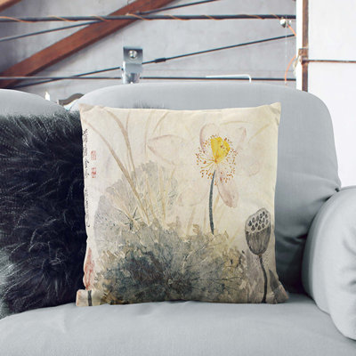 Lotus Flower by Yun Shouping Cushion with Filling