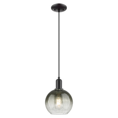 Downtown Urban - Brookhaven Globe - 1 Light 8" Cord Hung Mini Pendant - Matte Black Finish - Slate Shade